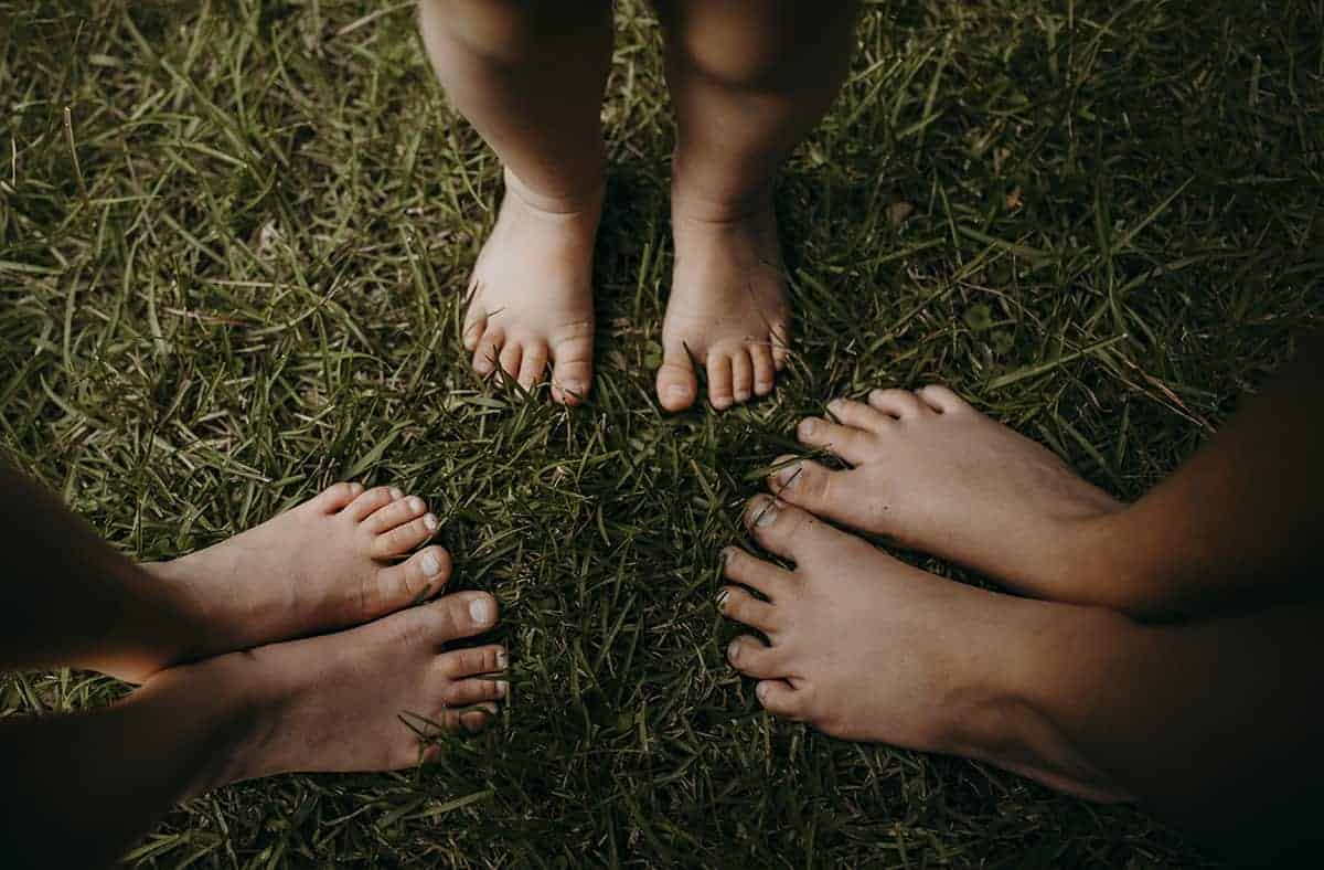 people barefoot together